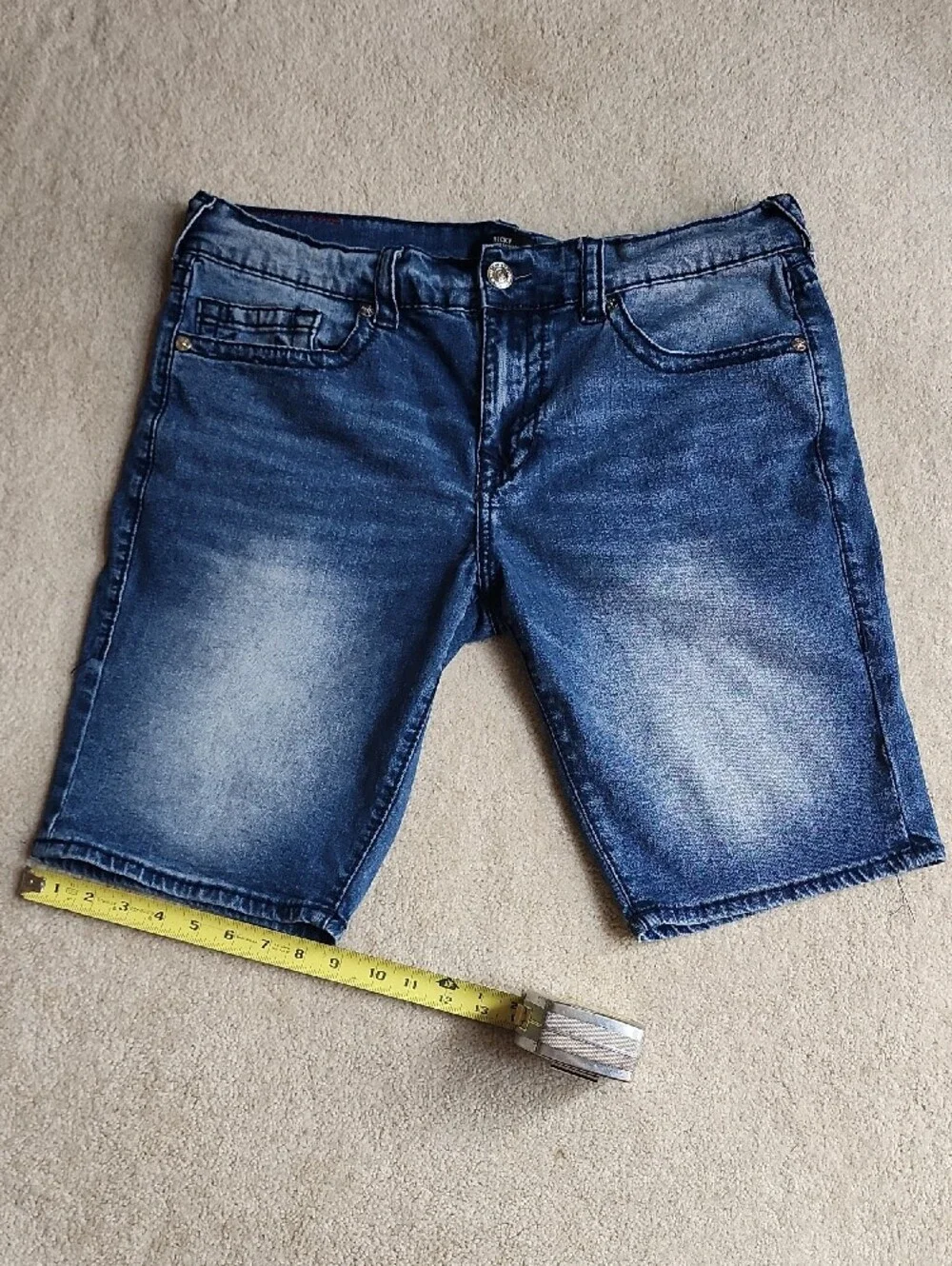 True Religion Classic Ricky Relaxed Straight  Blue Denim Shorts